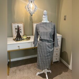 Eloquii Checked tailor dress with ruching on side.